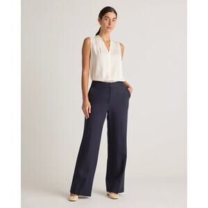 Quince Womens 2 Navy Blue Ultra Stretch Ponte Trouser Pull on Stretchy Office